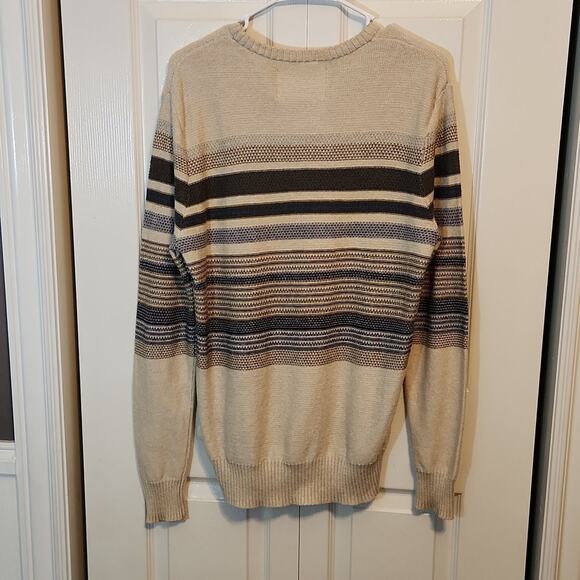 Urban Pipeline Mens Long Sleeve  Striped Crew Neck Sweater Size Med Y2K Neutral - Picture 2 of 7